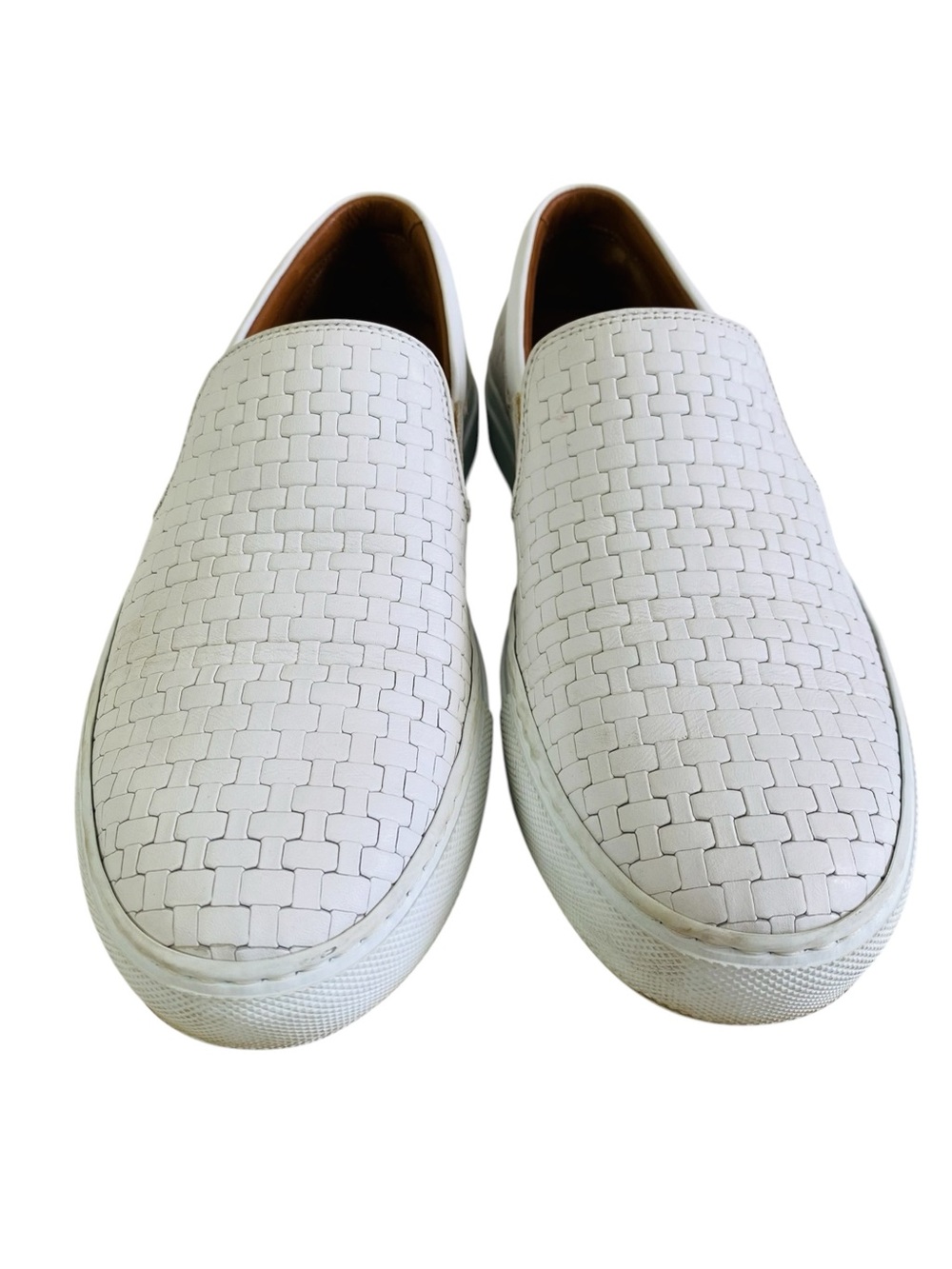 Aquatalia Ashlynn White Woven Leather Slip On Sneakers Size 8.5 - Picture 6 of 9
